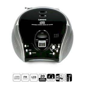 SCD-24 BL/SI Draagbare stereo fm-radio met cd-speler zwart/zilver